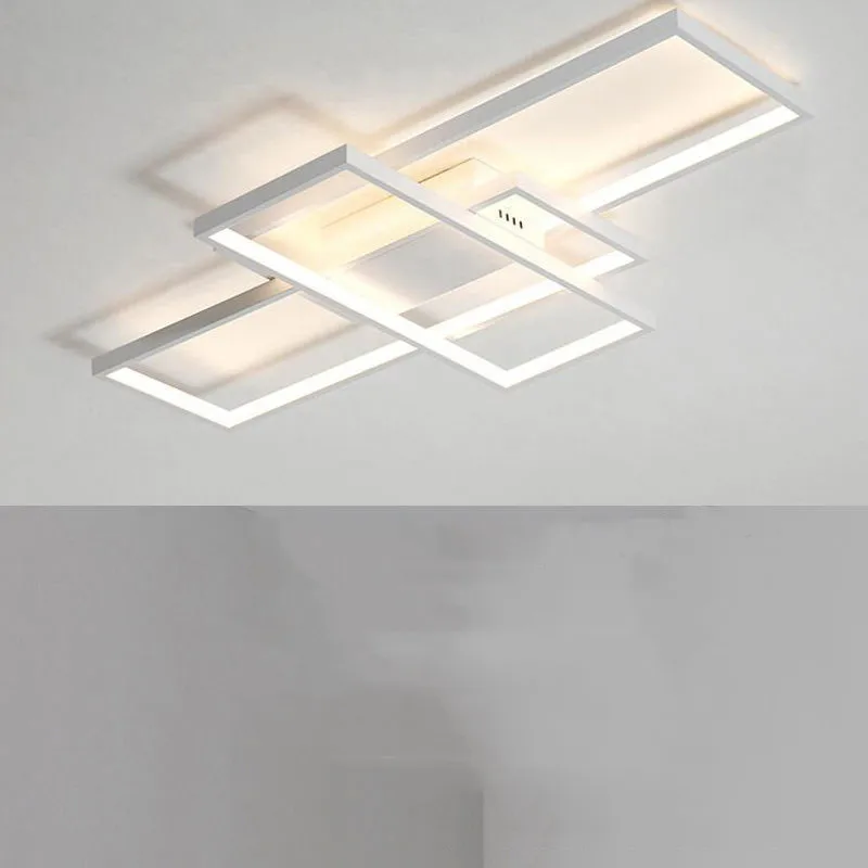 60W led Low Ceiling Light with Remote Geometric Square Ceiling Lamp Minimalist Flush Mount Light Fixture for Living Room Bedroom