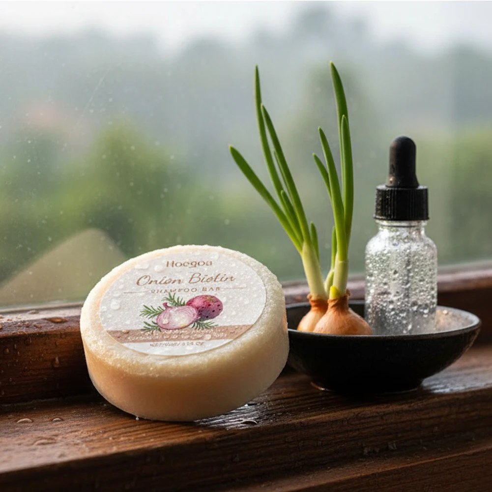 

Шампунь-мыло с луком и биотином, подходит для всех типов волос, розмарин, нежное очищение, питание, увлажнение и разглаживание