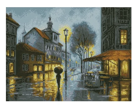 Rainy Street 18CT 16CT 14CT Unprinted Top Quality Cross Stitch Kits Embroidery Art DIY Handmade Needlework Home Decor