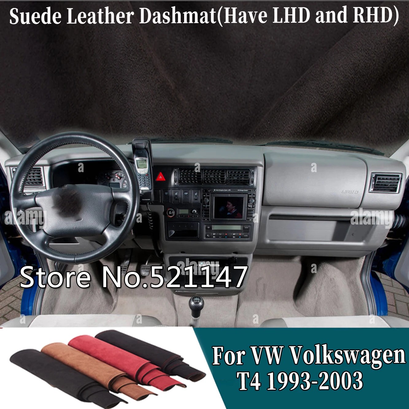 Car Suede Leather Dashmat Dashboard Cover Pad Dash Mat Accessories For VW Volkswagen EuroVan Transporter T4 Multivan 1993-2003