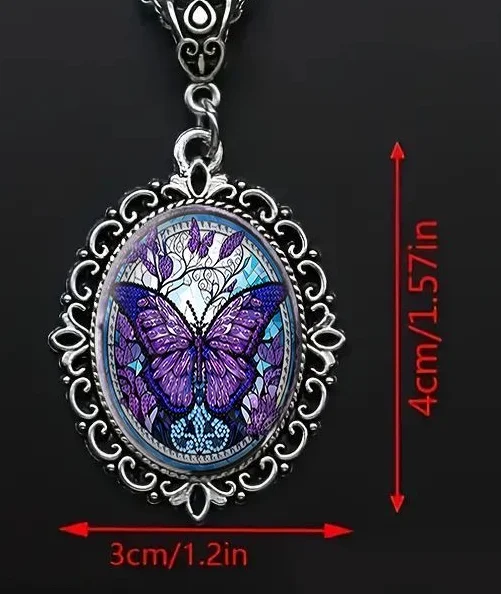 2025 ربيع/صيف جديد رائع الأرجواني فراشة الزجاج قلادة قلادة ، سترة سلسلة اكسسوارات مخصصة للرجال والنساء