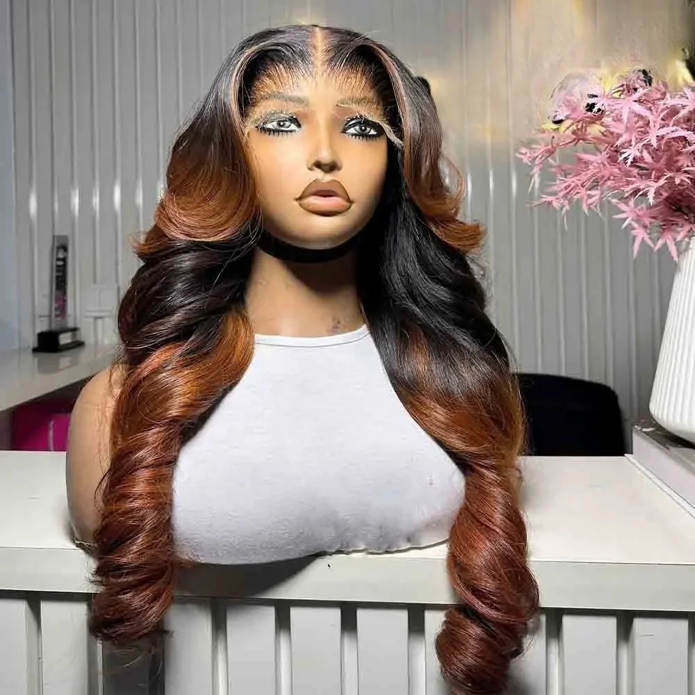Long Natural Highlight Brown Soft Body Wave 5x5 Silk Base  Jewish Human Hair Wig  Baby Hair HD Lace European Hair Preplucked