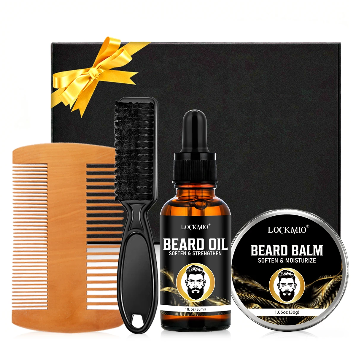 Men's Beard Care Set,Moustache Oil,Beard Balm, Moisturizing, Nourishing, Facial Hair Softening and Smoothing with Tools & Beards