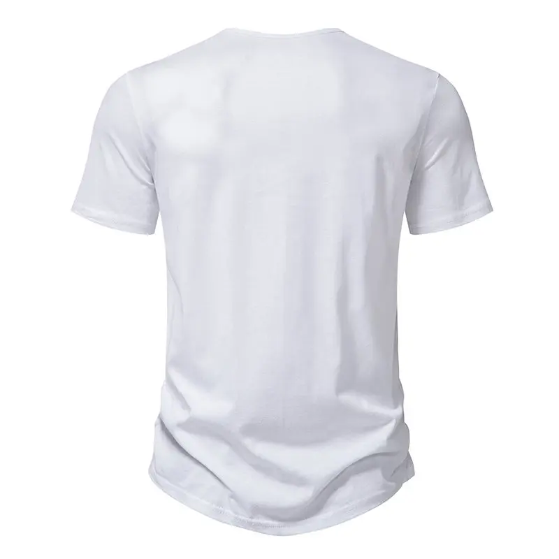 New Summer Cotton T Shirts Men Fashion V Neck Short Sleeve Casual Tops Tees Mens Solid Color White Black Breathable Tshirt Man