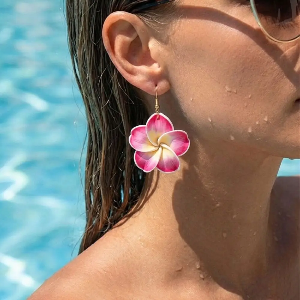 Trendy Sweet Flower Earrings Cute Egg Flower Bohemian Dangle Earring Korean Style Boho Polymer Clay Flower Stud Earrings Holiday