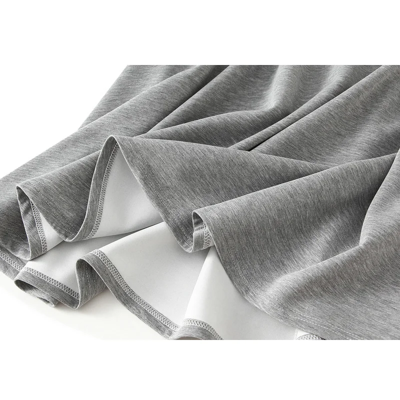 تنورة رمادية للنساء لخريف وشتاء 2025 تنورة عالية الخصر متوسطة الطول للسيدات على الطراز الكوري تنورة طويلة فضفاضة على شكل حرف a للسيدات