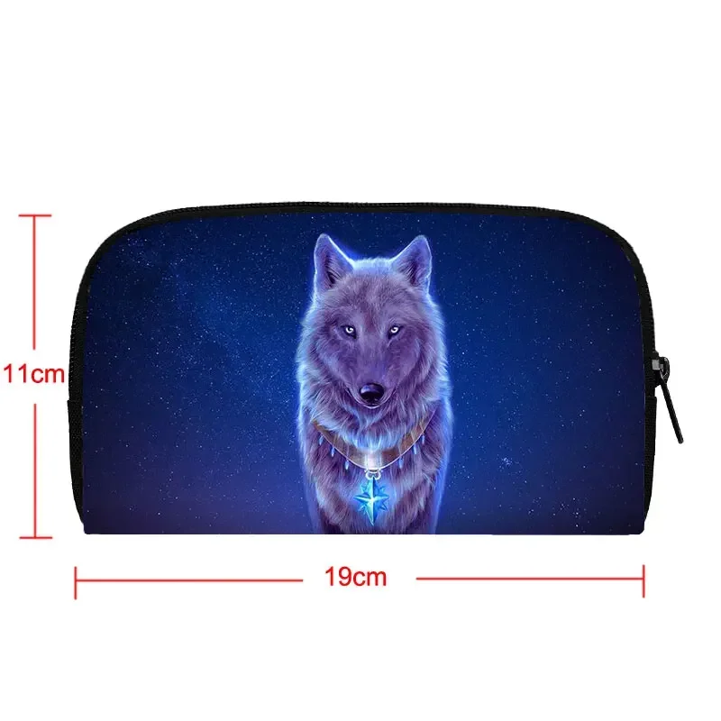 Cool Moon and Howling Wolf Print Wallet Women Men Casual Phone Card Holder Coin Bags Casual Clutch Purse Ladies Long Money Bags