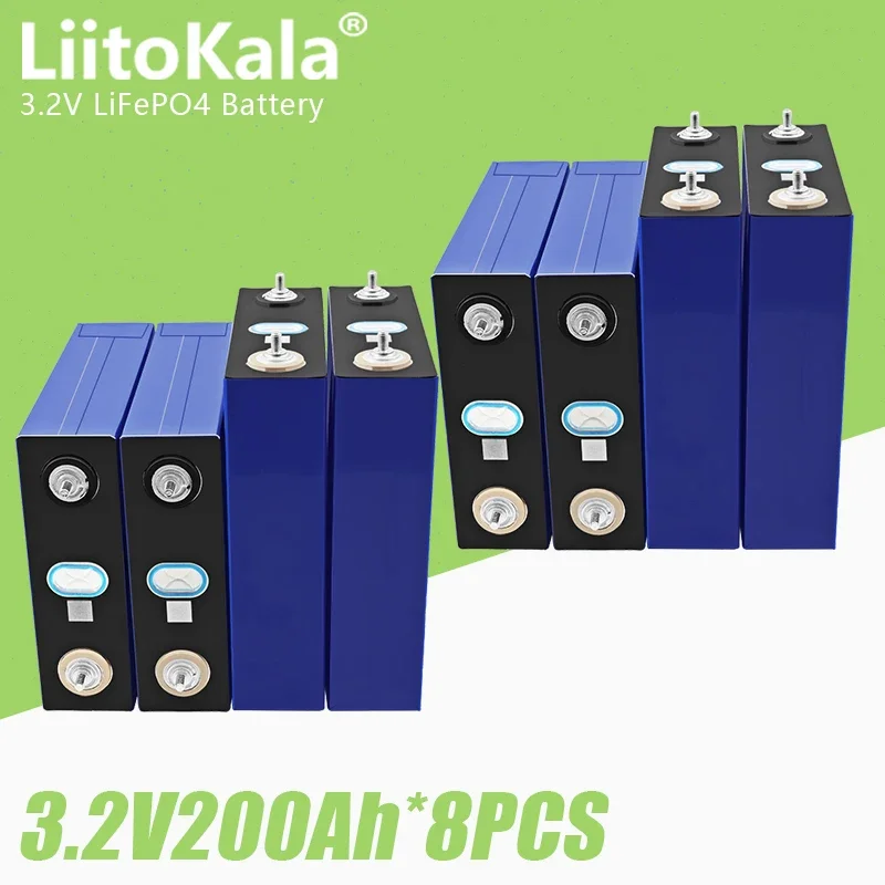 

8pcs LiitoKala 3.2v 200AH Lifepo4 Cells Rechargeable Battery Lithium Iron Phosphate Cell for RV Solar Home Energy Storage System