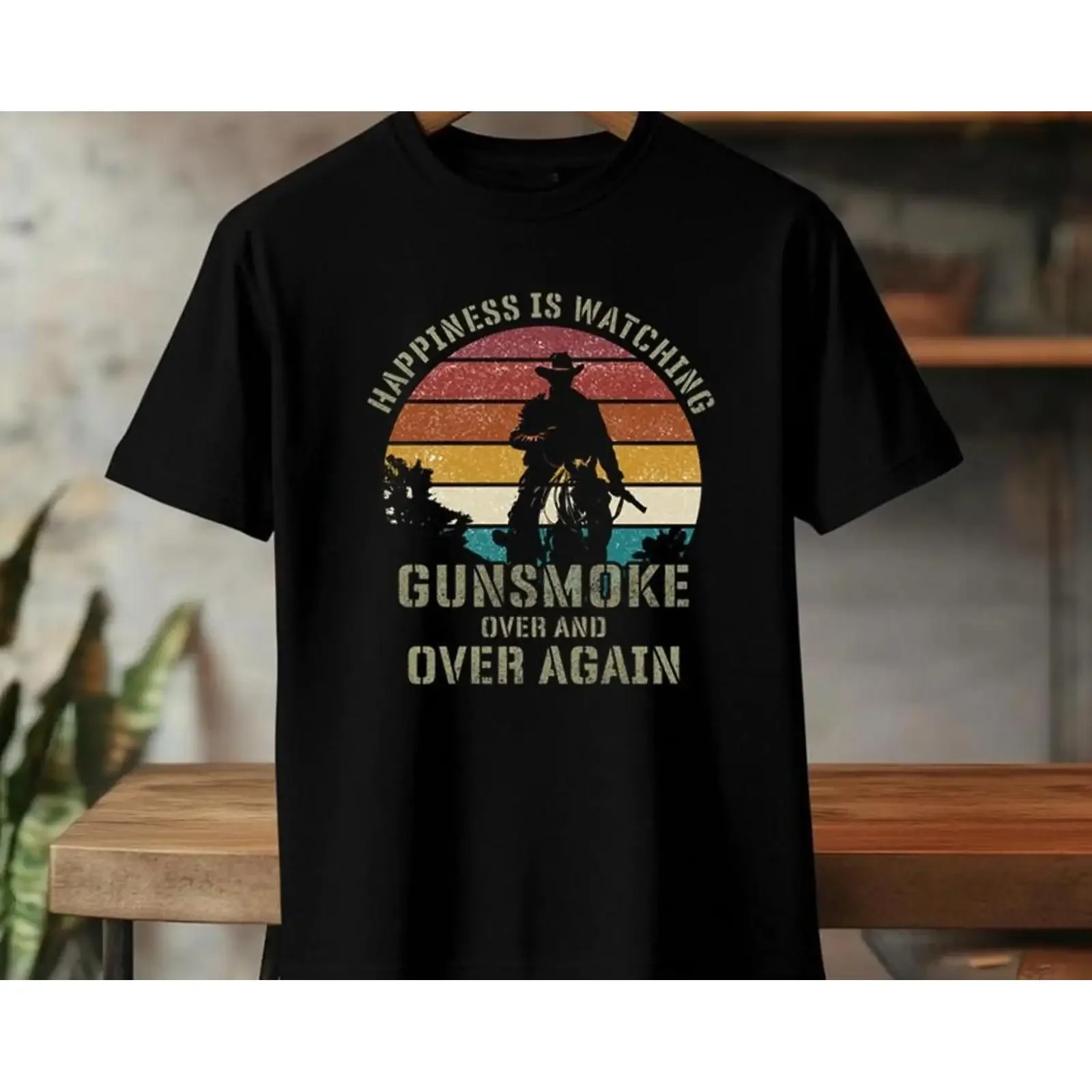 Watching Gunsmoke Over Again Vintage Cowboy T Shirt Retro Western Fan  vintage Washed Stretched designer clothes Casual