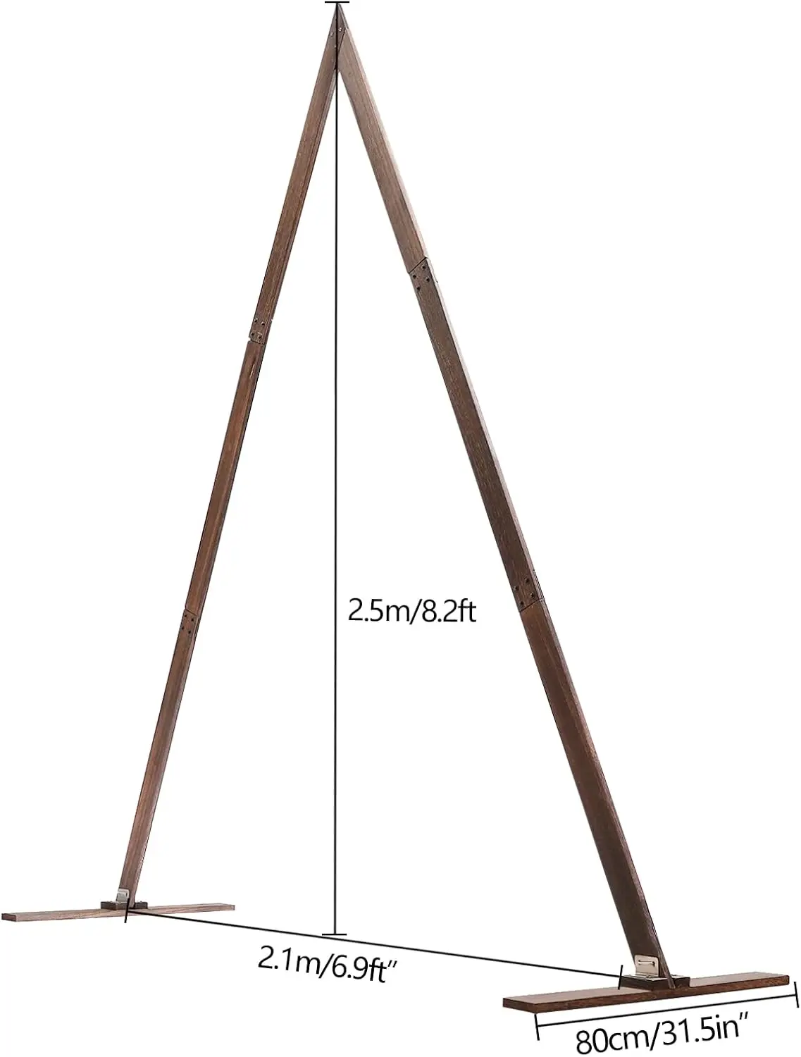 قوس الزفاف الخشبي، قوس الزفاف المثلث بطول 8.2 قدم، أقواس الزفاف للحفل، حامل خلفية حفل بني خشبي للحديقة #5
