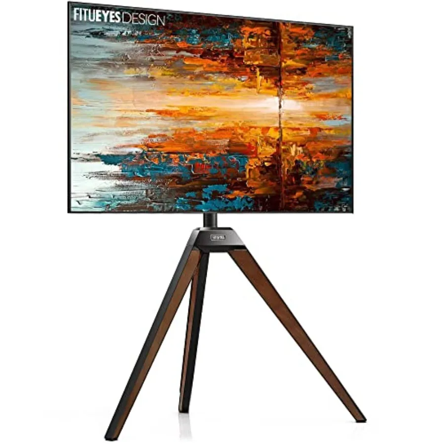 Design Corner TV Stand for 32-65 Inch LED LCD Screens Tripod Easel TV Stand Modern TV Floor Mount Swivel with Concealed Storage