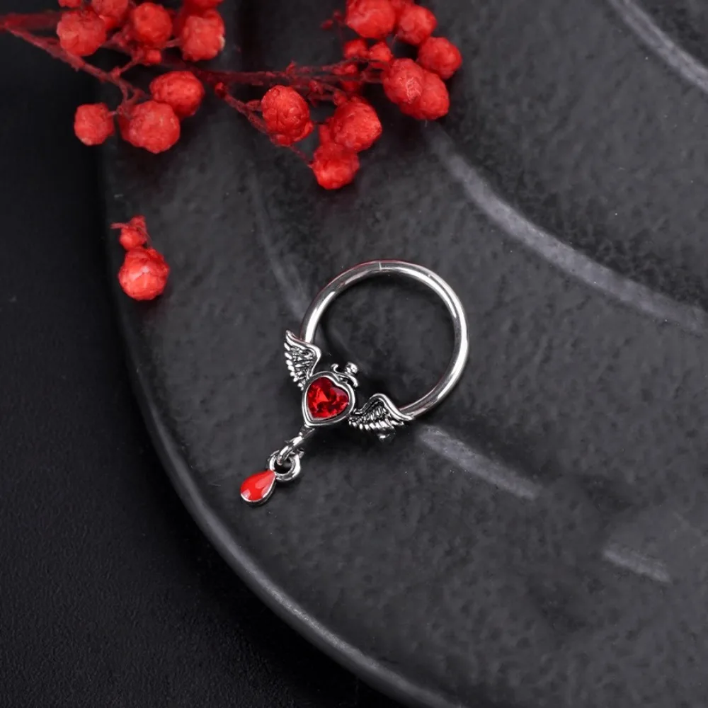 316L Stainless Steel Black 16G Nose Ring Bat Nose Septum  Earring Horseshoe Ring Closed Ring Piercing Jewelry