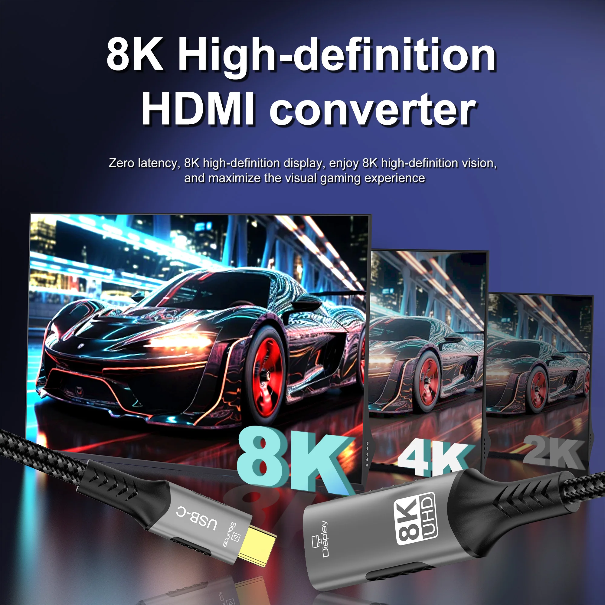 8K@60Hz Type C to HDMI Converter Cable Thunderbolt 3/4 Compatible for iPad Pro/Dell XPS/Surface - Image 6