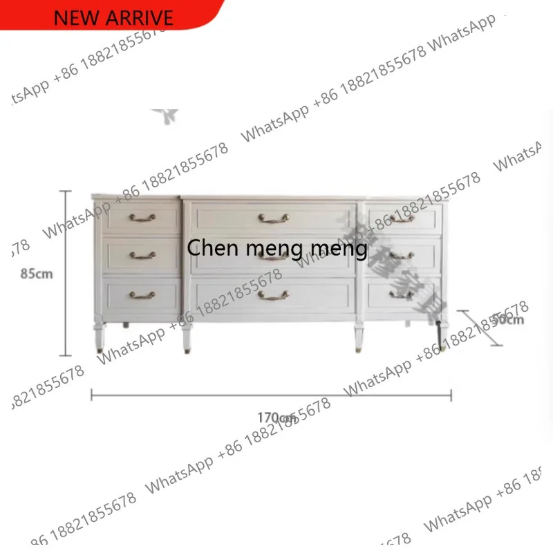 

D178 French contrasting color living room solid wood nine-bucket cabinet American retro locker against the wall vertical cabinet