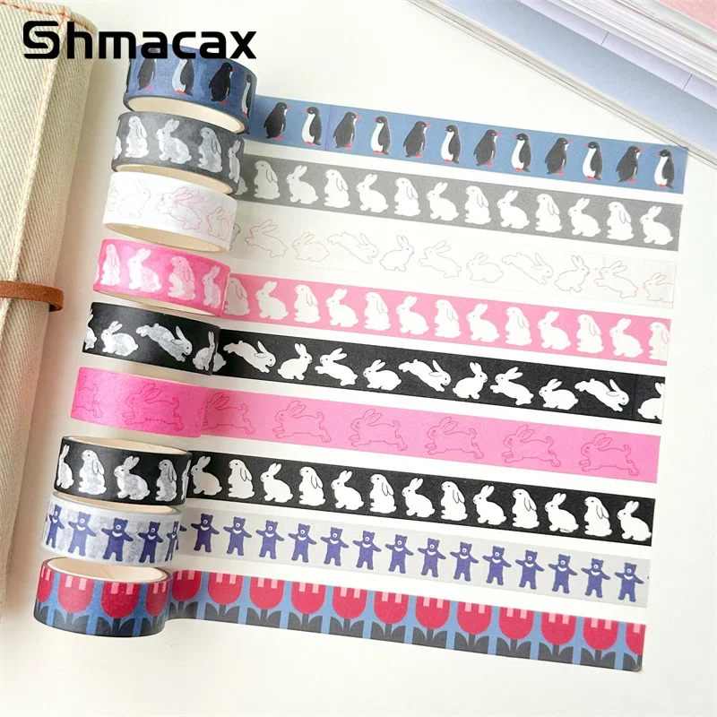 Cute Cartoon Rabbit Penguin  Tape Scrapbook  DIY Notebook Sticker Kawaii Tape Decoration