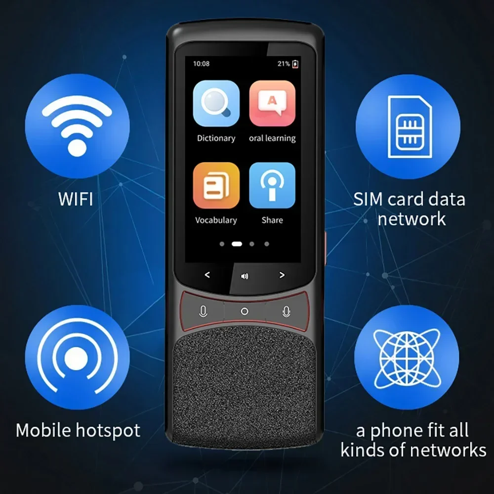

Portable Smart Recording Translator, 4G Global 134 Voice Translator Pen 10 Offline Voice Translation for Business Travel Abroad