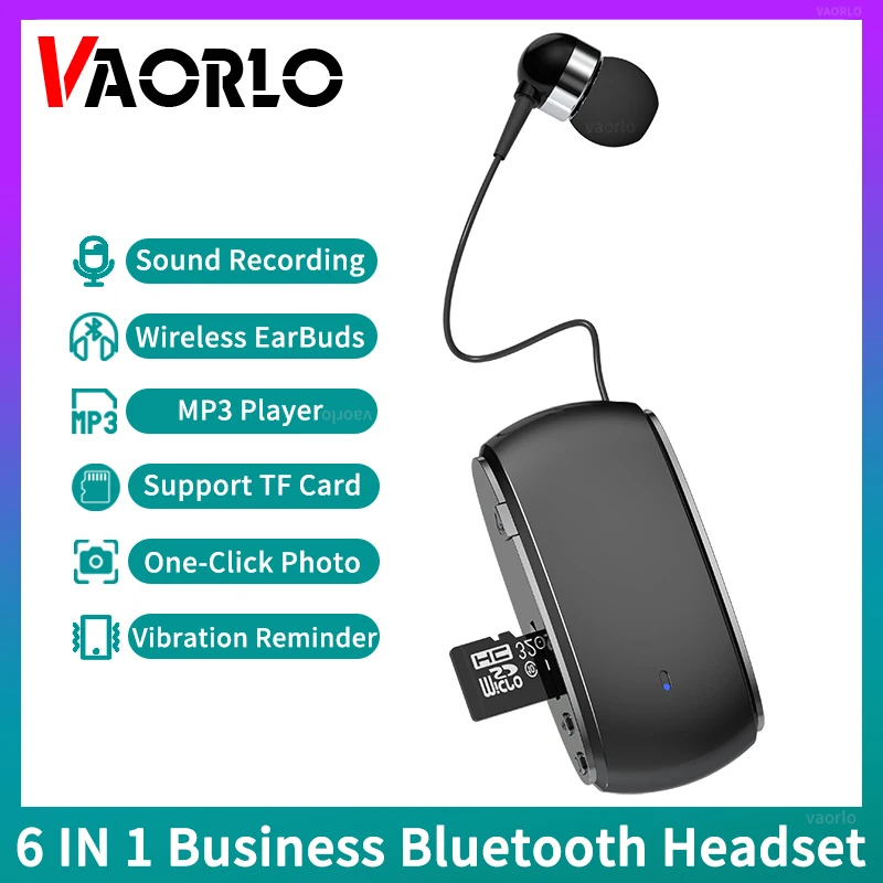 K68 سماعة لافلير لاسلكية مع ميكروفون ، 6 في 1 ، تدعم تسجيل الاجتماعات ، MP3 TF بطاقة اللعب ، سماعات بلوتوث