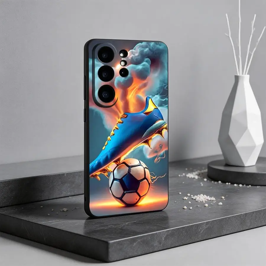 Flame Soccer Shoe Ball Case for Samsung Galaxy S26 Ultra S10 S9 S24 S21 FE S24+ S25 Plus S26+ Note 20 8 9 10 S23 S20 S25+ Phone