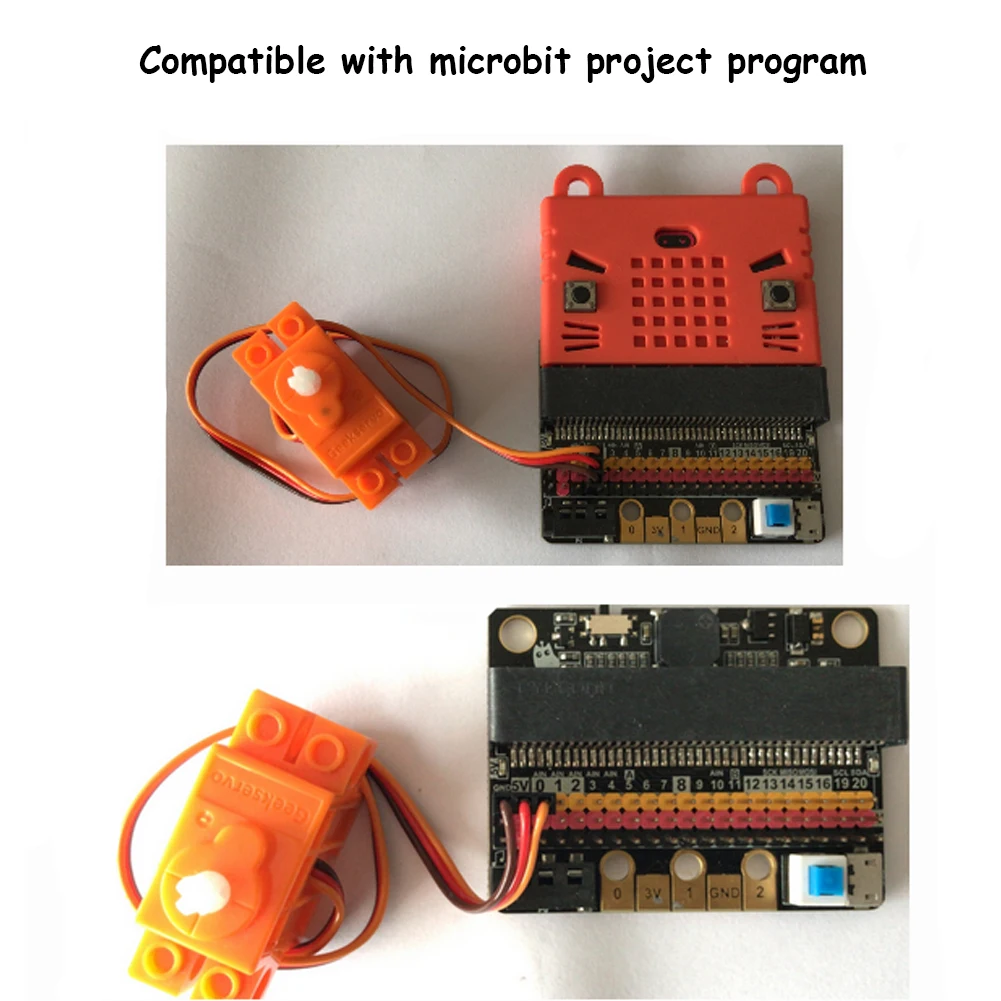 Geekservo-Rueda de rotación continua de 360 grados, 4 piezas, Compatible con Legoeds, bloques de construcción, Micro:bit, Robot, coche inteligente