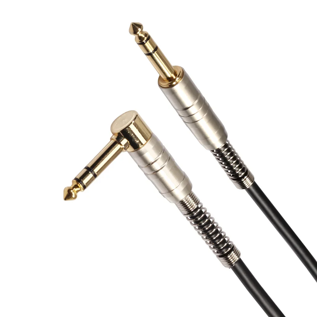 1/4 Cal TRS Stereo 6.35mm Elbow Jack Audio kabel do monitorów studyjnych wzmacniacz gitarowy mikser konsola zbalansowane ekranowane przewody