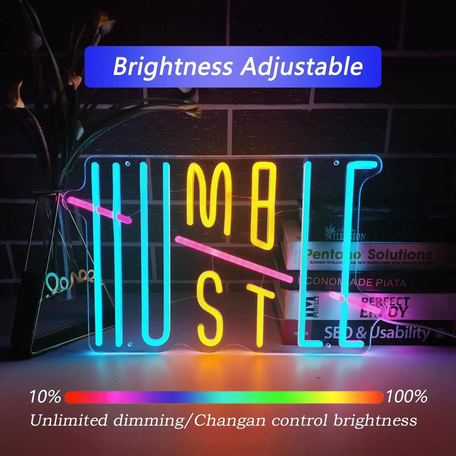 Almost Neon Sign LED Wall Art USB Powered Lamp Arrow Frame Decor Home Bedroom Living Room Bar Party Aesthetic Hanging Light