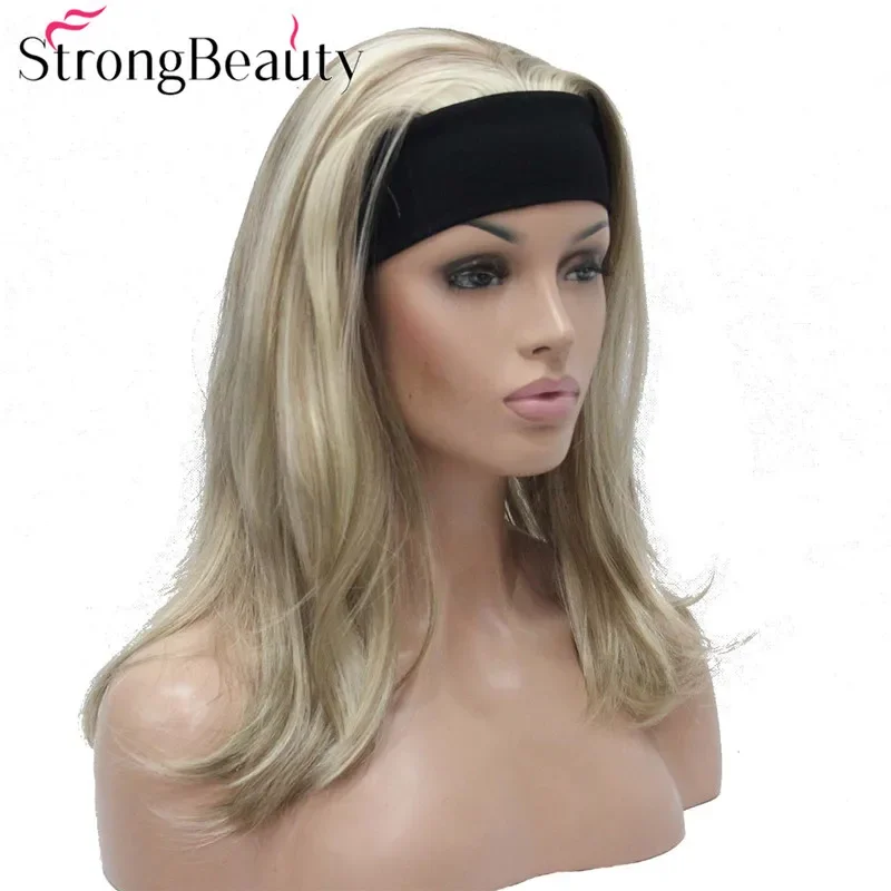 StrongBeauty Long Headband Synthetic Wigs 3/4 Half Hair Straight Lady Wig