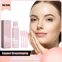 Spray de depilación facial permanente, crema depiladora indolora para brazo, axila, pierna, depilación no irritante, inhibidor de crecimiento del cabello liso