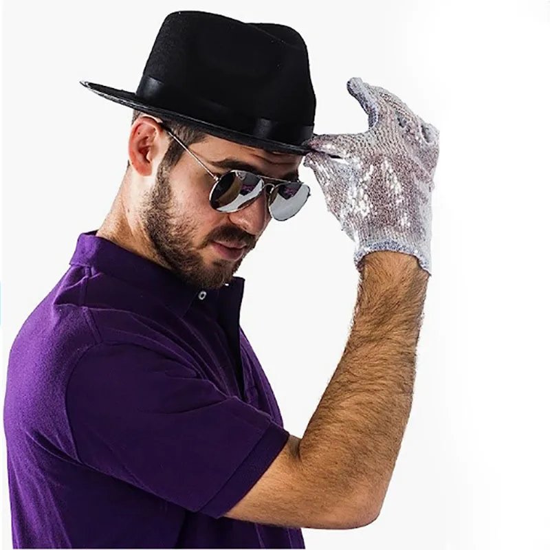 Michael Jackson Accessory Set Sequin Glove Fedora Hat Sunglasses Halloween Cosplay Party Stage Performance Costume Props - view 3