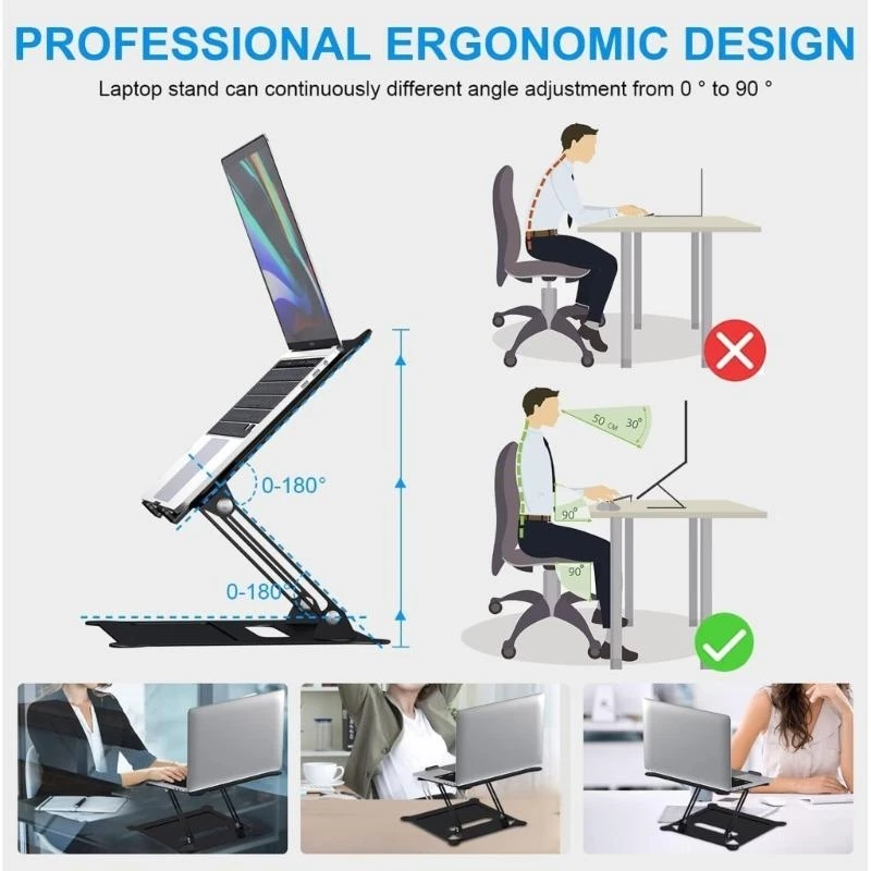 HX6A Foldable Laptop Stand Z-shaped Adjustable Holder Bracket Notebook Pad Stands