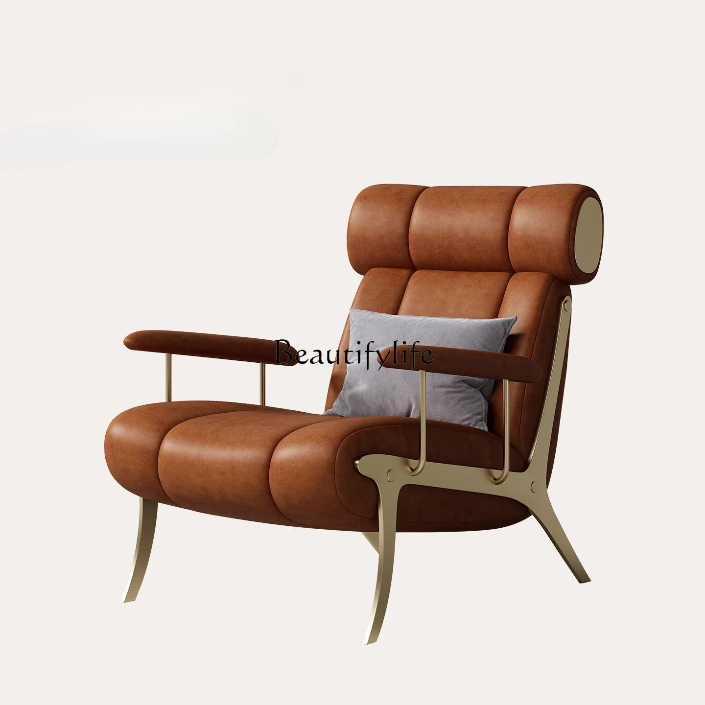 

FG17Light Luxury Full Genuine Leather Lounge Chair Living Room Home Single Sofa Chair