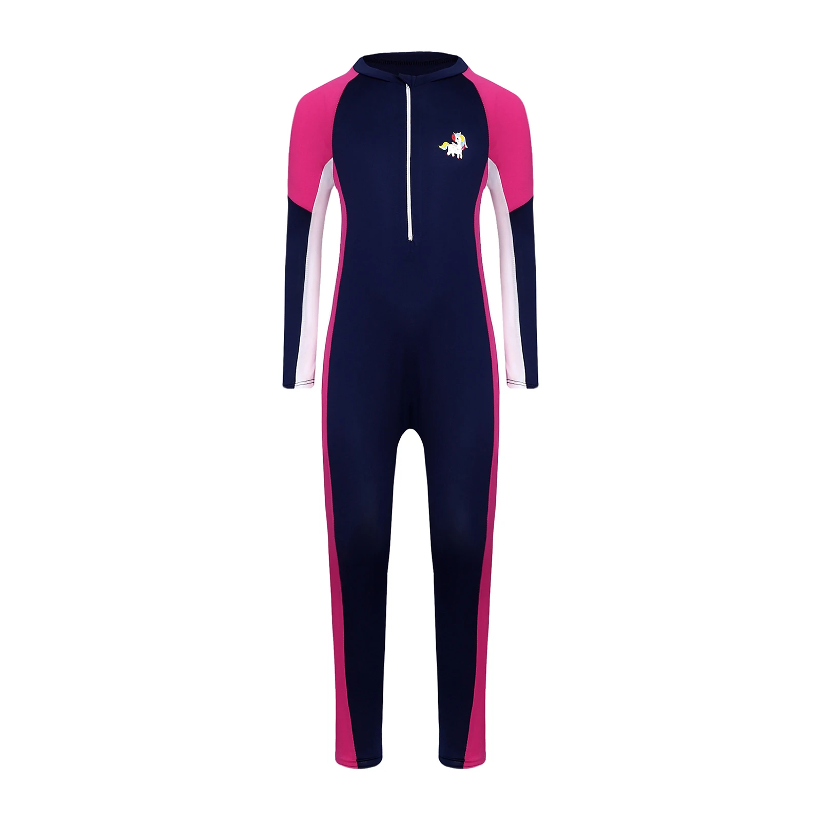 

Kids Girl Quick-drying One Piece Rush Guard Swimming Sport Swimsuit Long Sleeve Zipper Leotard Swimwear for Beach Bathing Suit