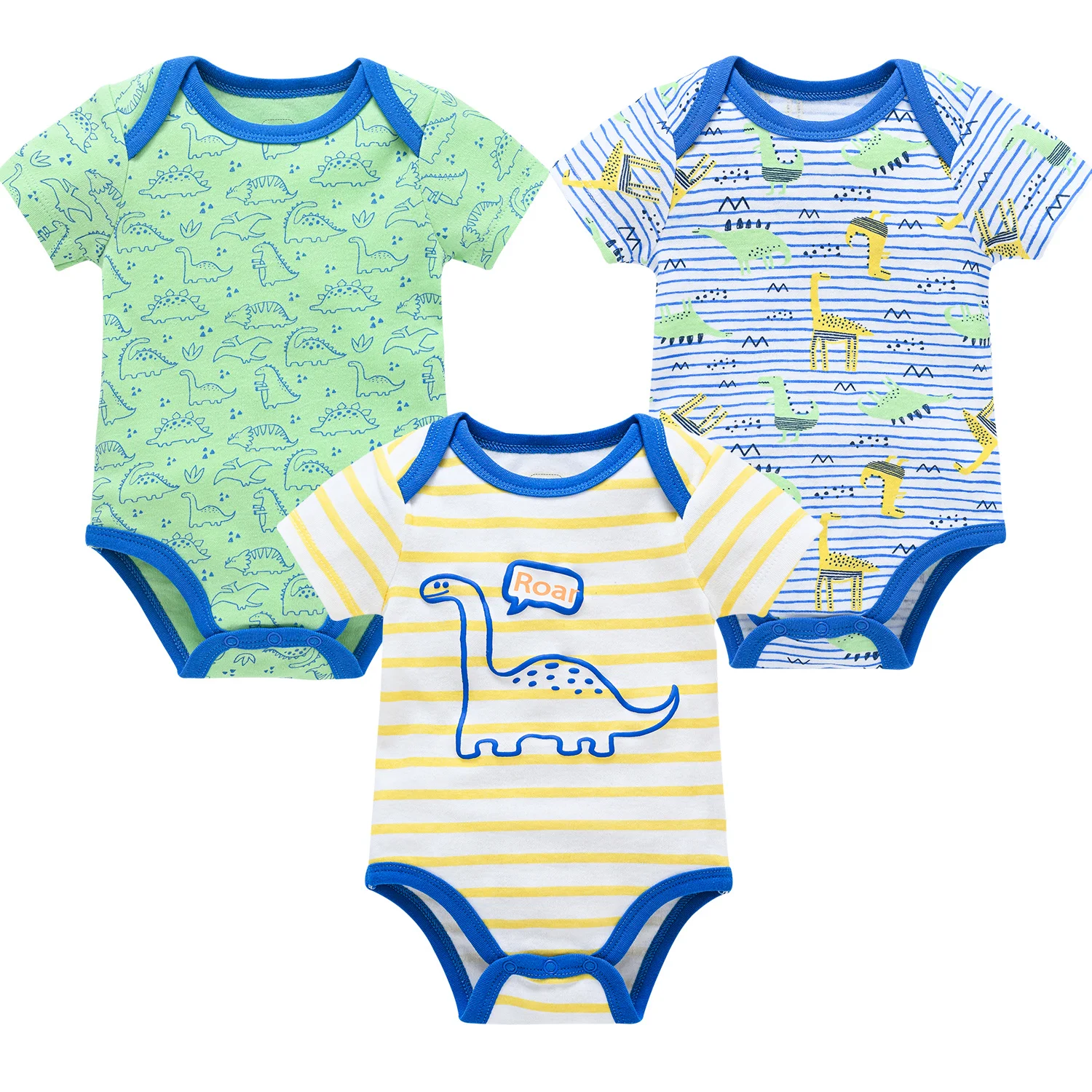 3Pcs/Set Baby Boys Rompers Summer Short Pajamas 100% Cotton Soft Kids Clothes Boys Dinosaur Clothing