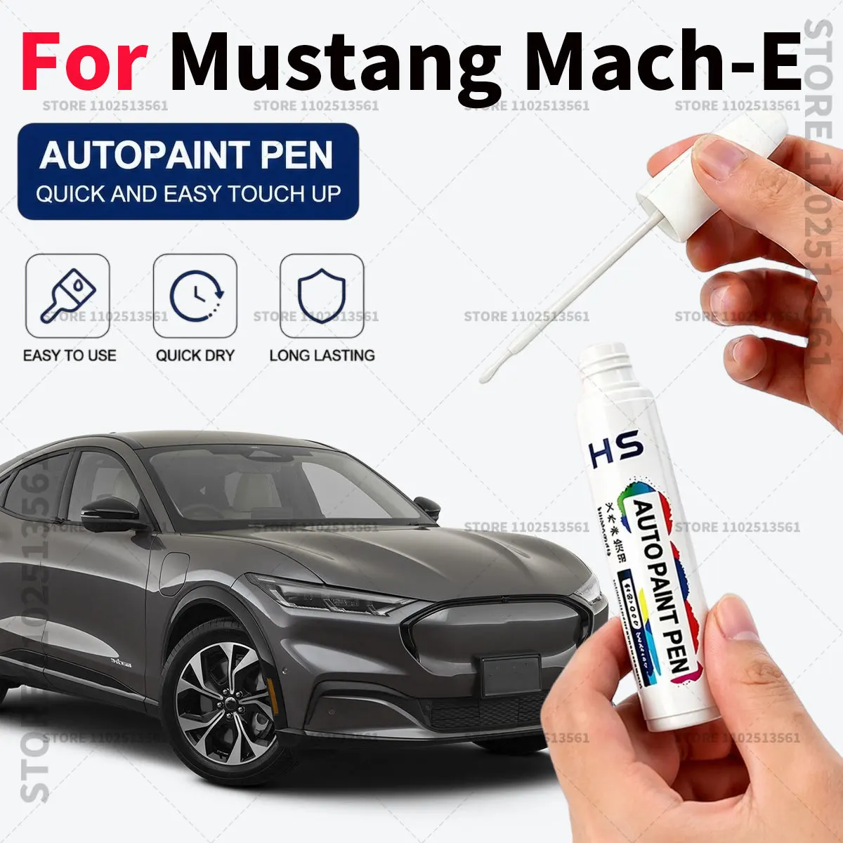 For Ford Mustang Mach-E Car Touch Up Paint Pen Scratch Chip Repair Paint Rapid Red Shadow Black Space White Cyber Orange Blue