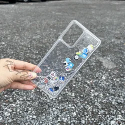 Cute App Icon Floating Glitter Liquid Bling Case Cover For Samsung A53 A72 A52s A23 A33 A13 Note 10 Lite A51 A71 Quicksand Coque