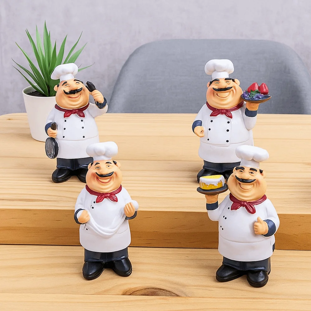 Handicraft Rustic Bakery Chef Resin Statue Model Simulated Farmhouse Cake Shop Decor Collectible Display Chef Resin Figurines