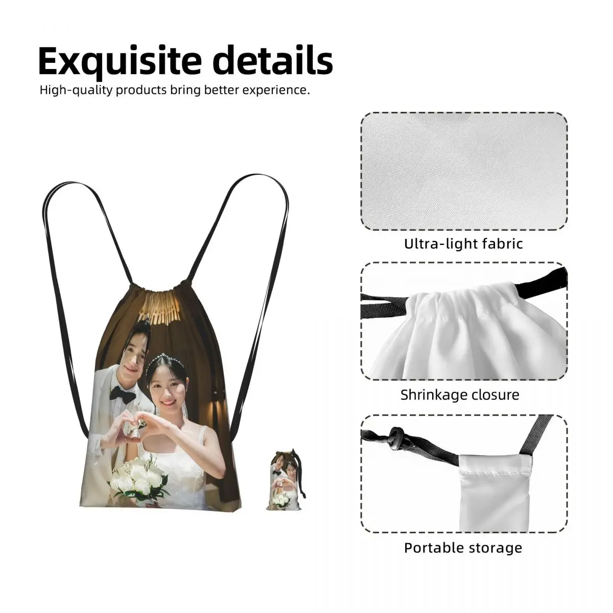 Lovely Runner K-drama Byeon Woo Seok Drawstring Backpack hiking cycling Bag Portable Travel Drawstring Bag for Men Women