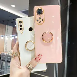 Nova9 Luxury Plating Ring Holder Case For Huawei Nova 9 Se 5t 3 3i Stand Silicone Back Cover Honor 10 20 Lite Pro 10i Y9s 10lite