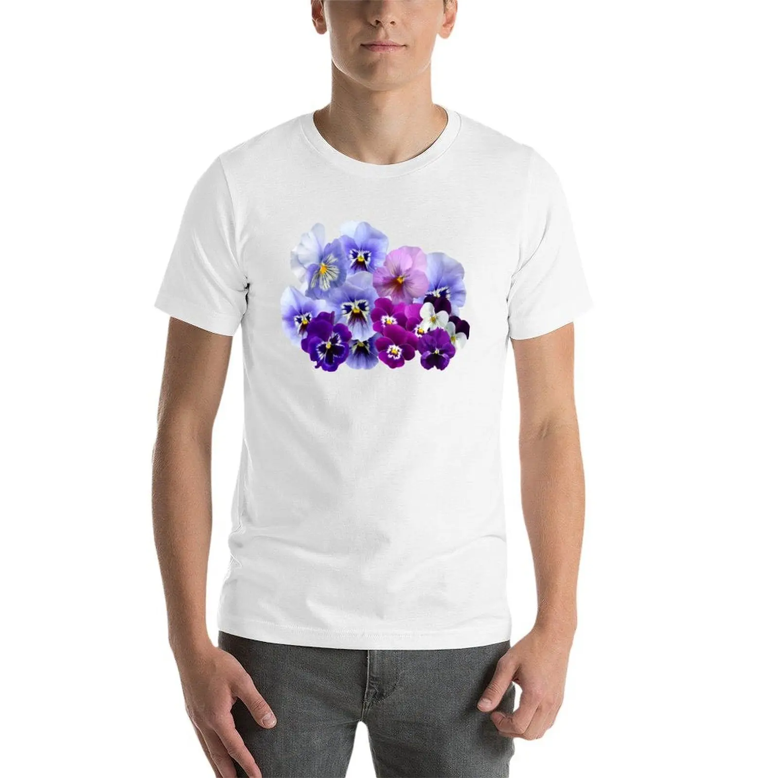 الأزهار نمط الأرجواني البنفسج الكمان الزهور ننسى لي لا تي شيرت تي شيرت رجل فاخر الأساسية تي شيرت تي شيرت