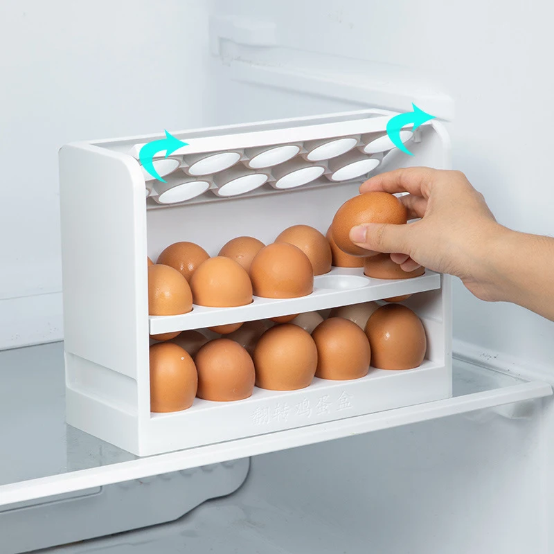 Three Layers Flip Egg Storage Box Egg Container Kitchen Fridge Egg Keeping Fresh Tray Space Saving Storage Box For Egg