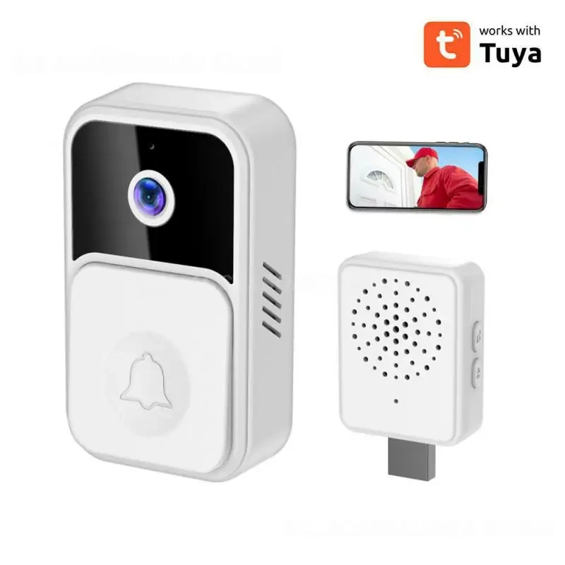 720P white V9 Tuya APP WiFi smart home HD night vision video doorbell, wireless remote low-power electronic cat eye, night visio