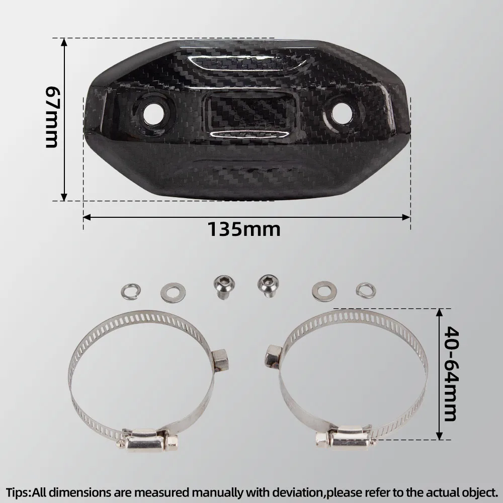 Universal Motorcycle Exhaust Heat Shield Cover Front Middle Link Pipe Protector Guard Anti-scalding Cover 40-64mm Carbon Cover