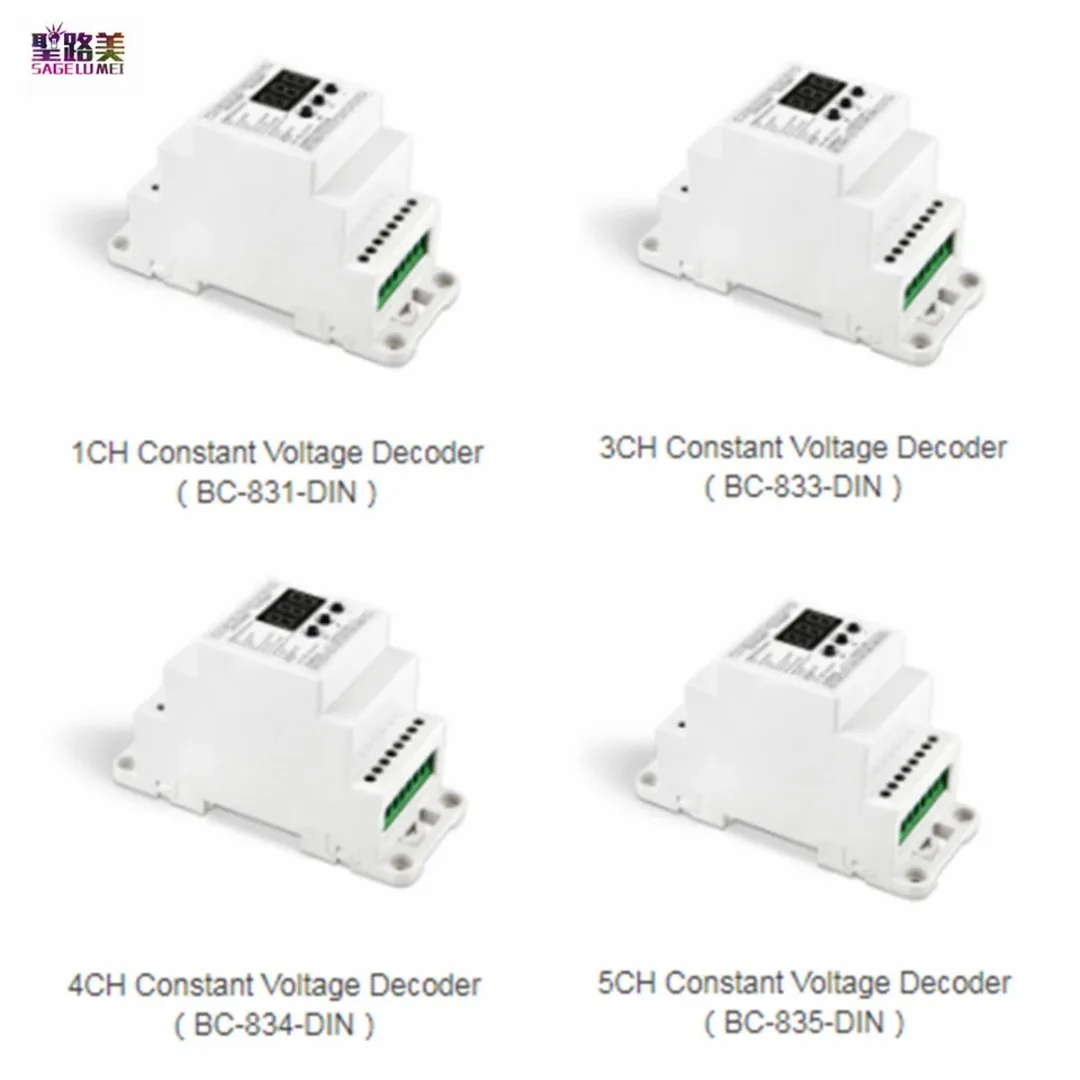 

BC-831 833 834 835 DC12-24V Din Rail DMX512 constant voltage Decoder 1CH 3CH 4CH 5CH LED CV DMX 1990 Signal TO PWM Controller