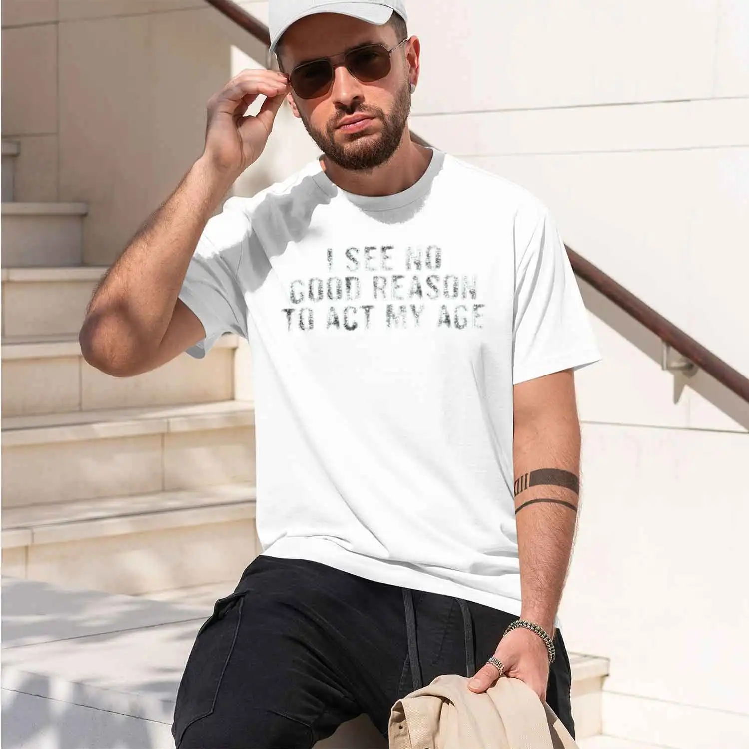 2026 Funny Lady Clothing I See No Good Reason To Act My Age Summer T-shirt Distred Cotton T-shirt Streetwear Fitn T Shirt 2026 N