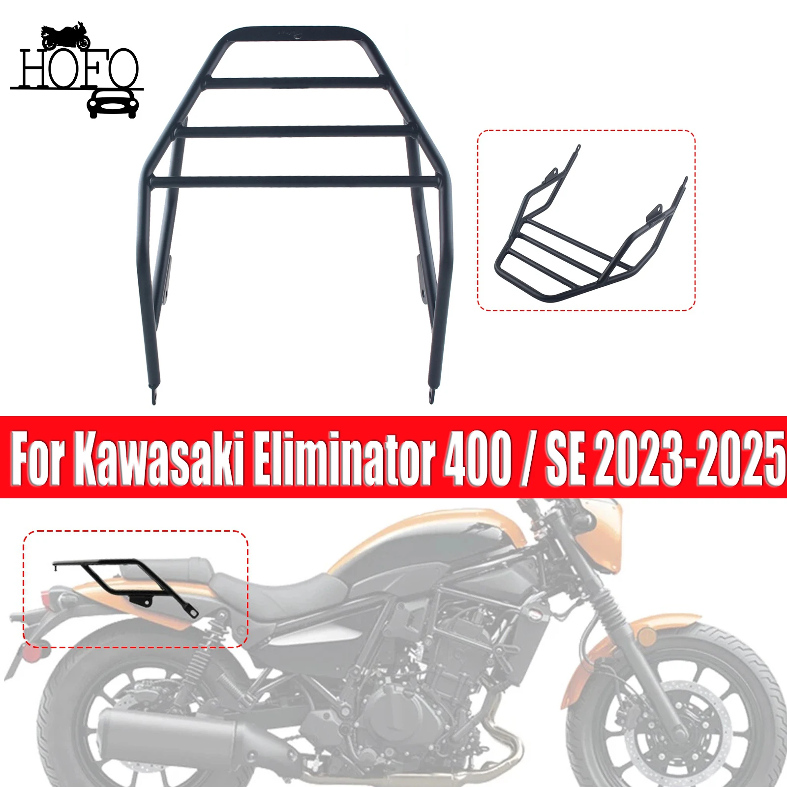 

Задний багажник для мотоцикла Kawasaki Eliminator 400 / SE 2023-2025, полка-держатель для багажа