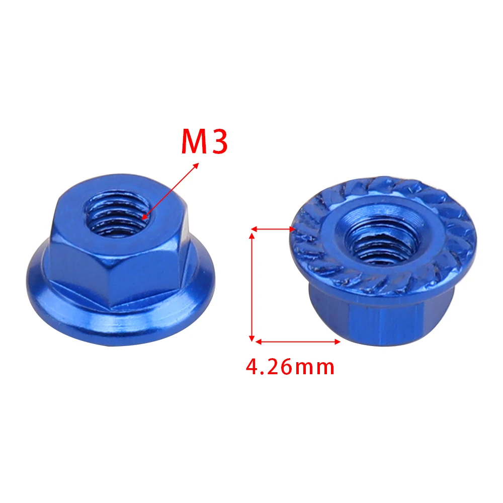 M3 Aluminum Serrated Flange Lock Nuts 8 Colors Anti-loose Wheel Nuts For 1/10 1/14 RC Crawler Buggy Truck Upgrade Hardware 10Pcs