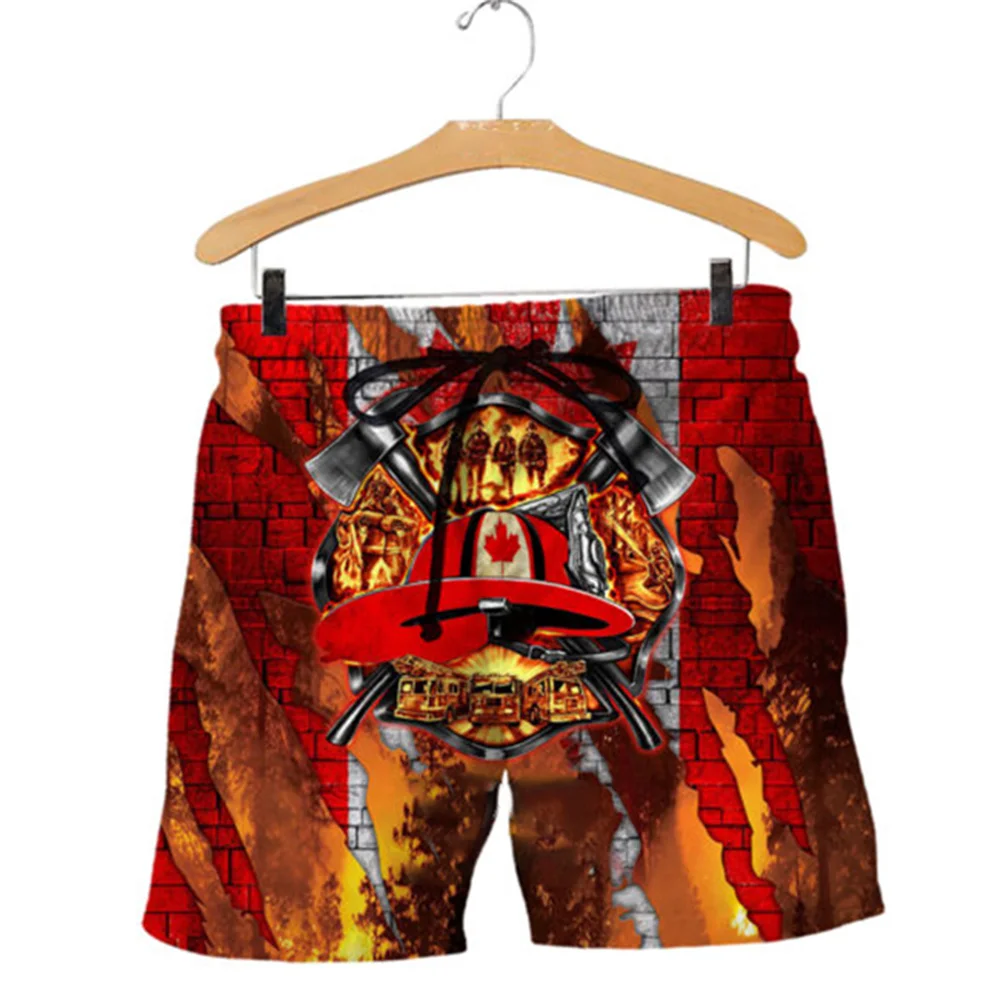 

CLOOCL Men Shorts Firefighter Badge 3D Graphics Printed Beach Shorts Men Women Gothic Harajuku Style Summer Casual Shorts