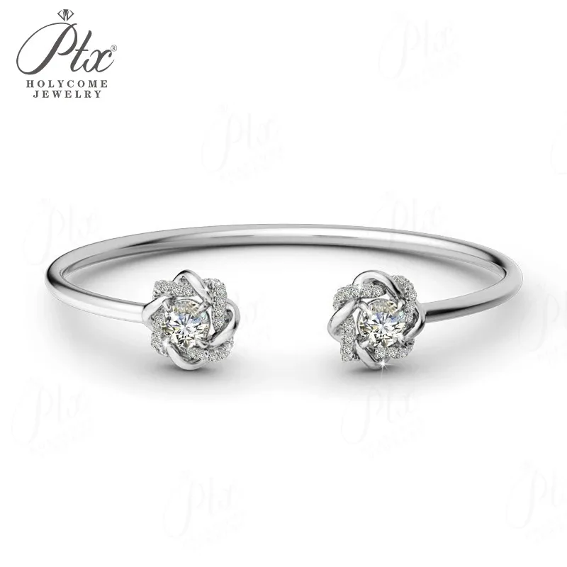Moissanit-Armreif 6,5mm 2ct Rundschliff D-Farbe 925 Sterling Silber 18K Vergoldet Klassisches Geschenk Charm Holycome Schmuck – Detail 3