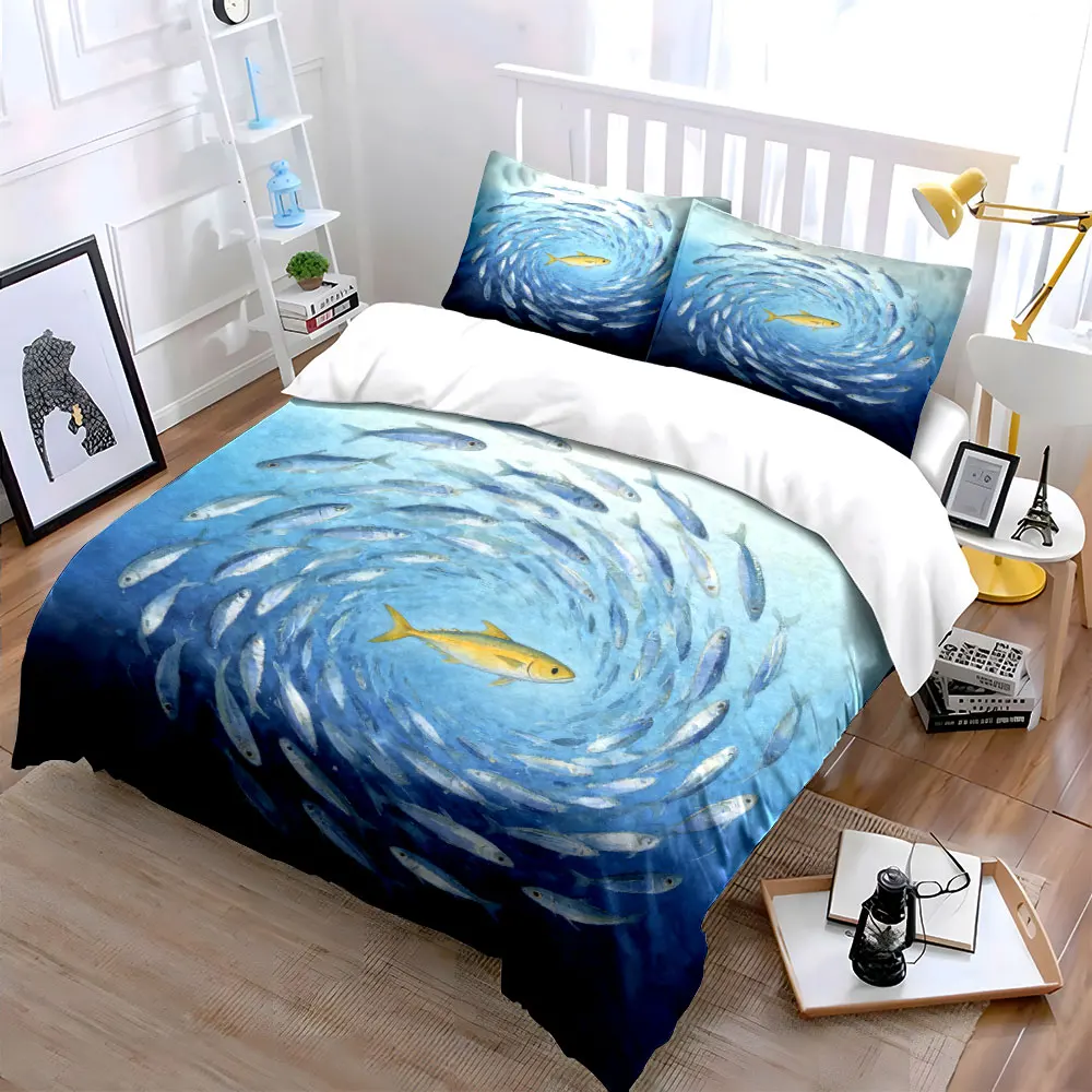 

Fish-Inspired Art Decor Set Soft Comfortable Duvet Cover Bedding Set Included 1*Duvet Cover & 2*Pillowcases, gift