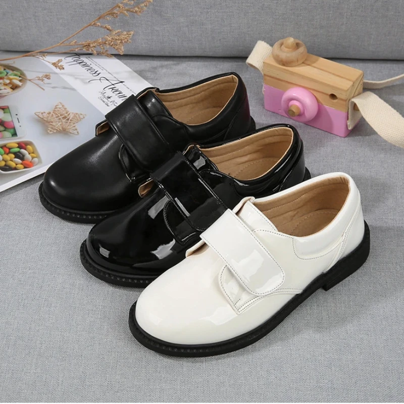 

Boy Leather Shoe British Style School Performance Kids Party Shoes White Black Versatile Casual Children Moccasins Shoes Fashion