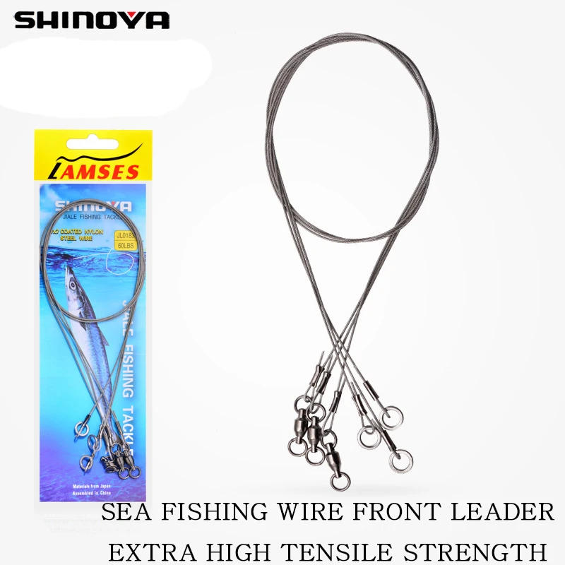 

Sea Fishing 49 Strands Steel Wire Front Guide Line 60cm With Iron Plate 8-Ring Trolling Anti-Bite Boat Fishing Wire Line